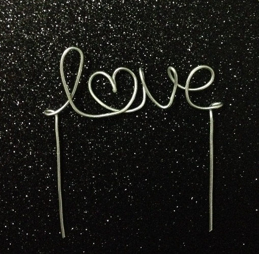 READY TO SHIP 'Love' Wire Cake Topper Droplet Weddings PinkLion