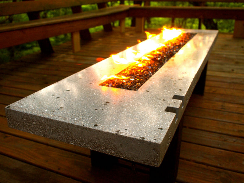 Fire Pit Fire Table Concrete and Glass Propane Fired