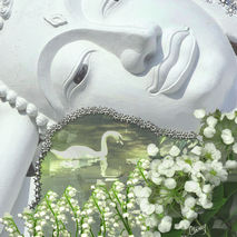 In the Garden - Quan Yin and Flowers- Art Card, ACEO