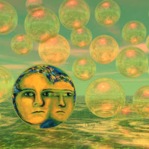 Consciousness, Gold Green Awakening, Ocean Goddess, ACEO