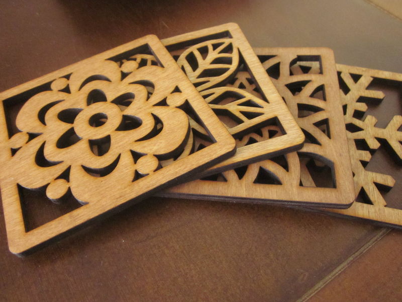 Laser Cut Wooden Coasters Lazables PinkLion