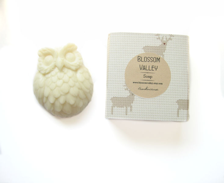 Frankincense & French White Clay Owl Soap Blossom Valley PinkLion