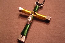Green Bay Packers style Discpiles Cross Necklace