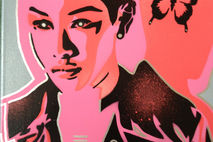 androids & butterflies2 painting  canvas,asian,insect,sci fi,pin