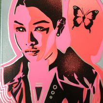 androids & butterflies2 painting  canvas,asian,insect,sci fi,pin