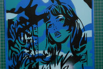 lichtenstien v warhol pop art paintings on card,stencils and spr