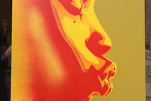 pop art painting of african woman,the kiss series,stencils & spr