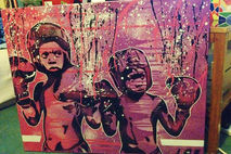 boxers guard ya grill ,pink & black,custom,stencil art,urban art