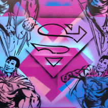pop art superman painting,stencils & spraypaints on canvas,s,dia