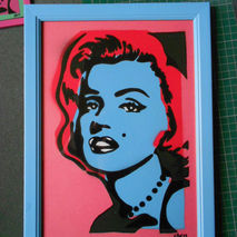 framed painting of marilyn monroe,stencil & spraypaints,pop art,