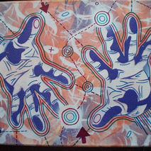 magic hands,stencil & illustration on canvas,abstract art,spay p