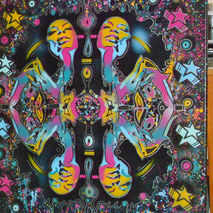 abstract painting of afro woman,kaliedascope spin,stencils & spr