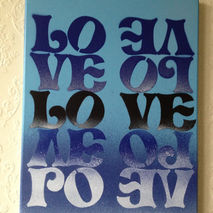 love text painting on canvas,stencils & spraypaints,lettering,ty