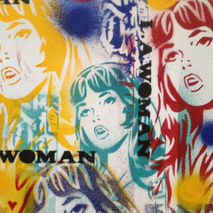 painting of lichtenstien style comic women,l.a.woman,stencils &