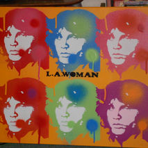 painting of jim morrison of the doors,l.a.woman,stencil art,pop