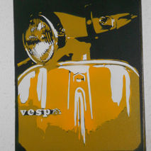 painting of vespa scooter pop art style,stencils & spraypaints o