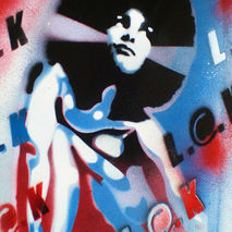 set of 3 afro women paintings on card,stencils and spraypaints,p