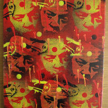 abstract dr dre & gun painting,stencils and spraypaints on canva