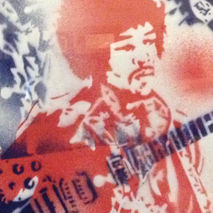 jimi hendrix framed painting,stencil & spraypaints on canvas pap