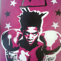 Jean Michel Basquiat painting,12 by 16 inch canvas,king samo,ste