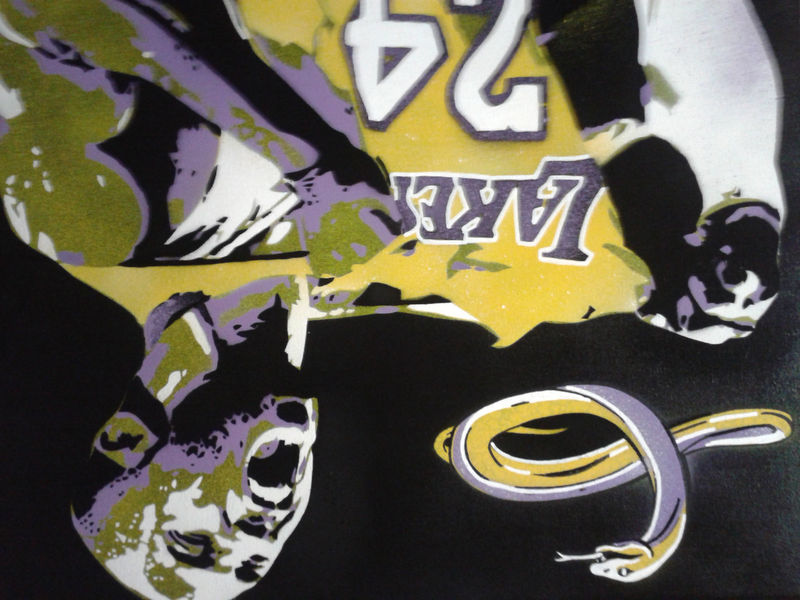 Kobe Bryant stencil art painting on canvas,black mamba,basketbal