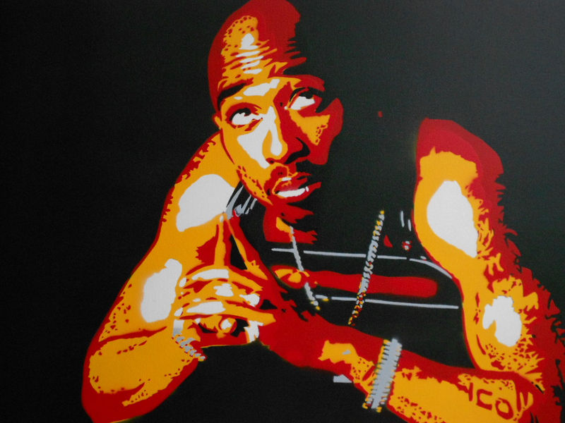 large canvas painting of tupac shakur,2 pac,pray for a brighter ...