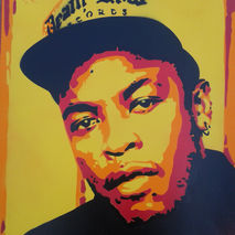 DR DRE painting on card,stencils,spraypaints,hip hop,rap,music,w