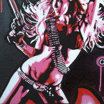 FOR SALE,painting of women with gun on canvas,make my day,stenci