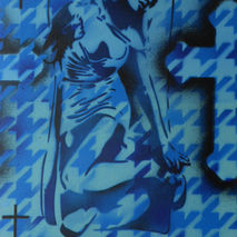 hounds tooth blue saint painting,abstract art,urban art,graf art