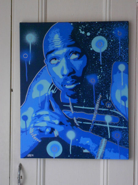 painting of tupac shakur 2pac,pray for a brighter day,stencils ...