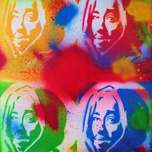 tupac v warhol painting on canvas,pop art,stencils & spraypaints
