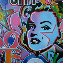 pop art painting on canvas,stencils,posca &spraypaints l.a woman