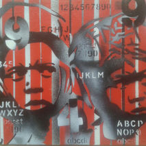 boxers guard ya grill ,red & black,stencil art,urban art,graffit