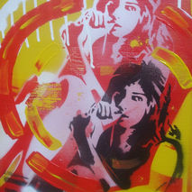 pop art painting on canvas,stencils, spray paints,60s,amy wineho