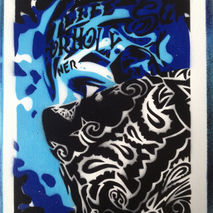 painting of bandana gangsters,stencils & spraypaints on canvas,u