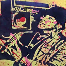 painting of ll cool j,cant live without my radio,stencil art,hip
