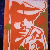 painting of guru from the group gangstarr,stencil art,hip hop ar