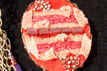 Rust/Orange - Fabric/textile embroidered and natural dyed mixed