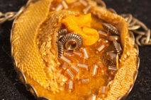 Yellow - Fabric/textile embroidered and natural dyed mixed fibre