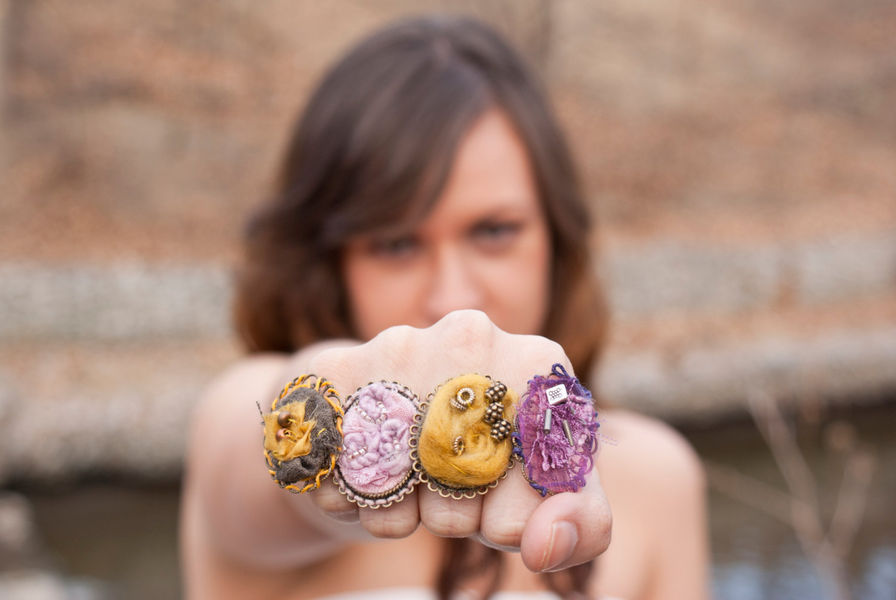 SALE Yellow/BrownFabric/textile embroidered, natural dyed silks Lamb