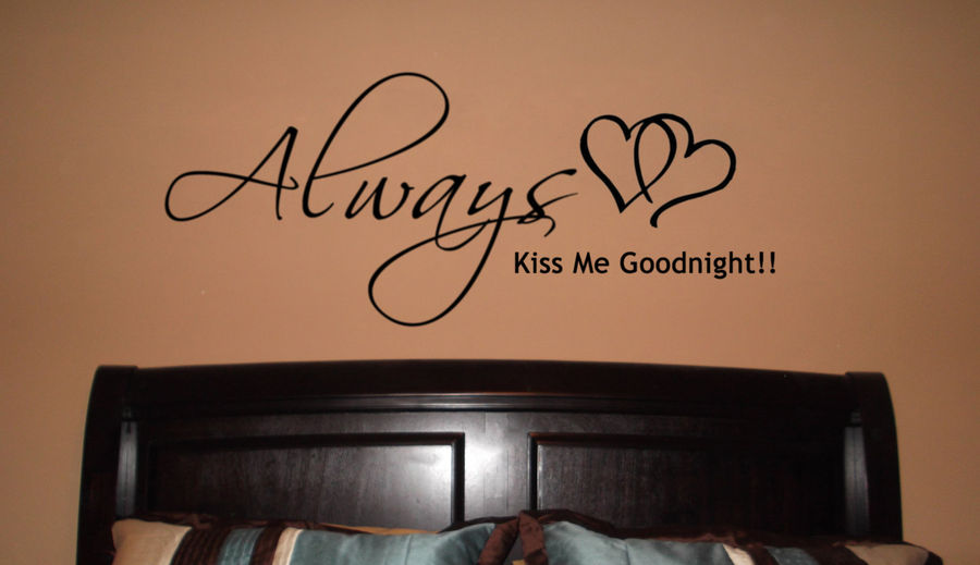 Always Kiss Me Goodnight (With Hearts) Wall Decal (36x17