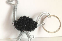 Ostrich - Beaded Wire Art Keychain - Handmade