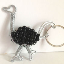 Ostrich - Beaded Wire Art Keychain - Handmade