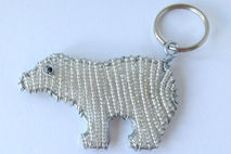 Polar Bear - Beaded Wire Art Keychain - Handmade