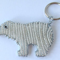 Polar Bear - Beaded Wire Art Keychain - Handmade