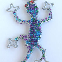 Gecko - Beaded Wire Art Keychain -Handmade
