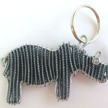Rhino - Beaded Wire Art Keychain - Handmade