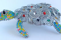 Tortoise - Mini-sculpture - Handmade Beaded Wire Art
