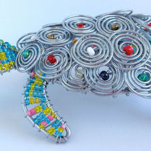 Tortoise - Mini-sculpture - Handmade Beaded Wire Art