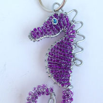Seahorse - Beaded Wire Art Keychain - Handmade